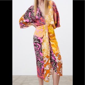 Printed Midi Caftan. Multi Colored. Large.